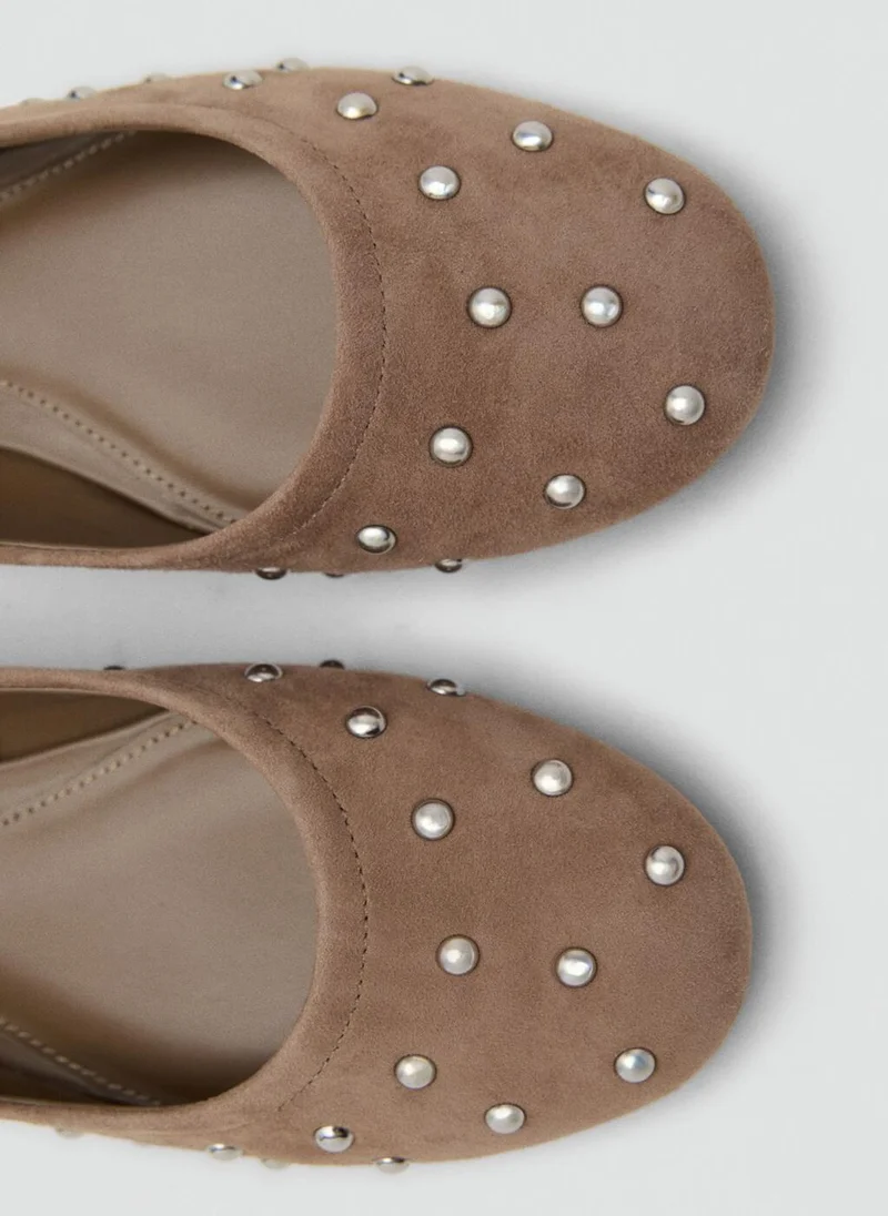 MANGO Studded leather ballet flats