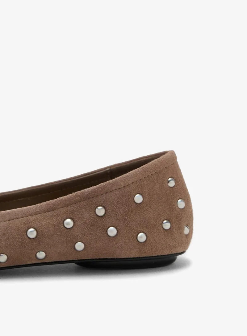 MANGO Studded leather ballet flats