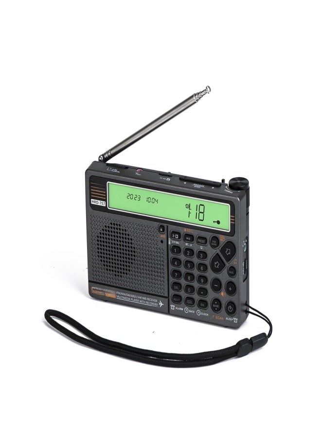 HanRongDa HRD-757 Multi-band Radio FM AM MW SW V.UHF AIR WB Portable Radio APP Control BT TF Music Player SOS Alarm Flashlight Alarm Clock - Image 5