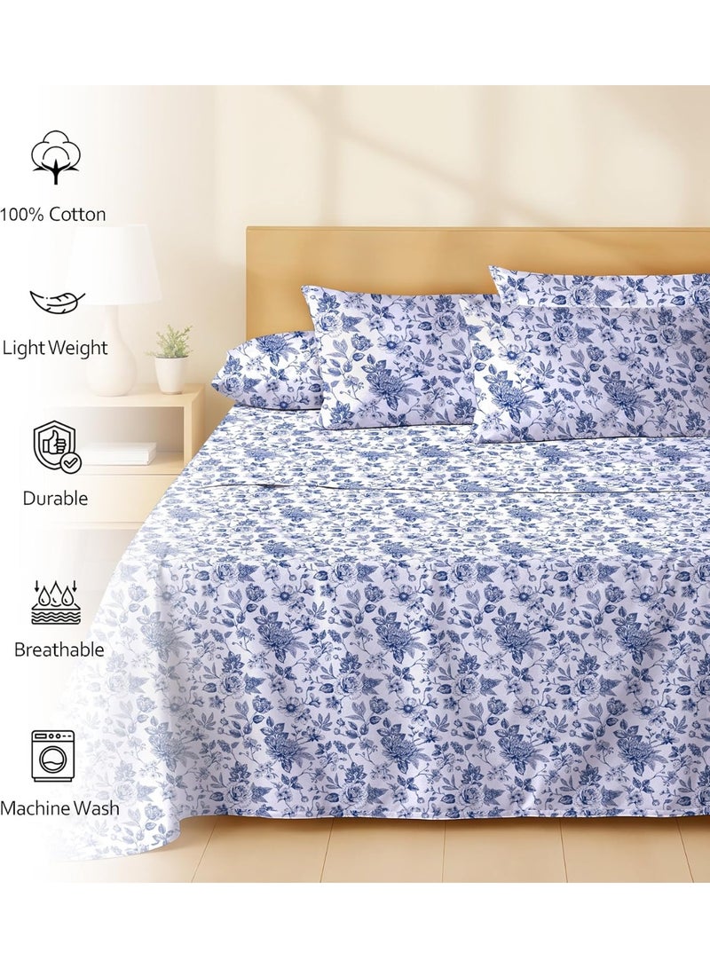 RUVANTI 6 Pcs Cotton Sheets - 100% Natural Cotton Soft, Lightweight & Breathable Crispy Percale Bed Sheets, Queen Sheet Set 16" Deep Pockets, Wild Flower - Image 3