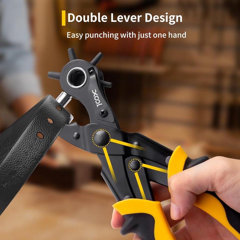 XOOL 2 in 1 Leather Hole Punch Eyelet Tool Kit, 3/16" 4.5mm Metal Eyelets for Fabric, Hole Puncher, Eyelet Pliers for Shoes Leather Clothes Belt - Image 4