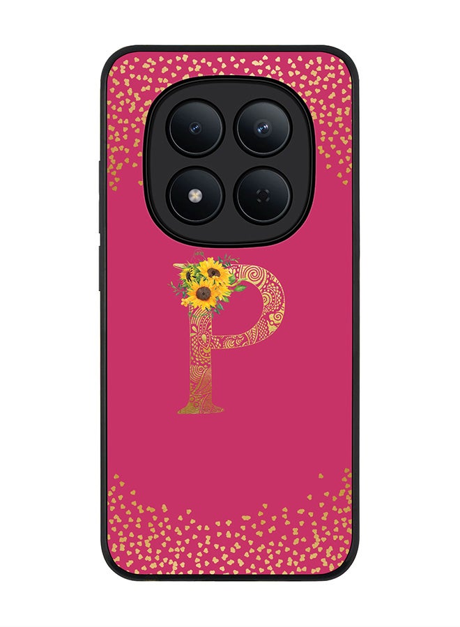 For Xiaomi Redmi Note 15 Pro 5G Case,Slim fit Camera Protection, Shockproof Thin Phone cover  - Custom Floral Monogram - P ( Deep Pink )