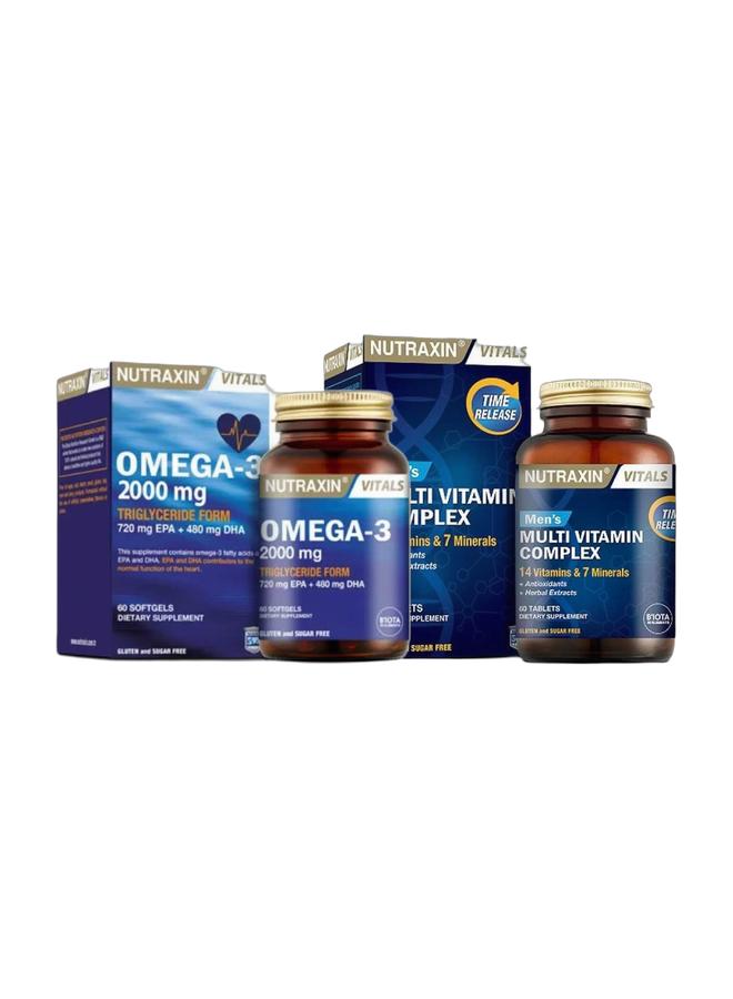 نوتركسين مجموعة نيوتراكسين للرجال - فيتامينات متعددة + أوميغا 3 - دعم يومي للحيوية واستعادة العضلات - Image 1