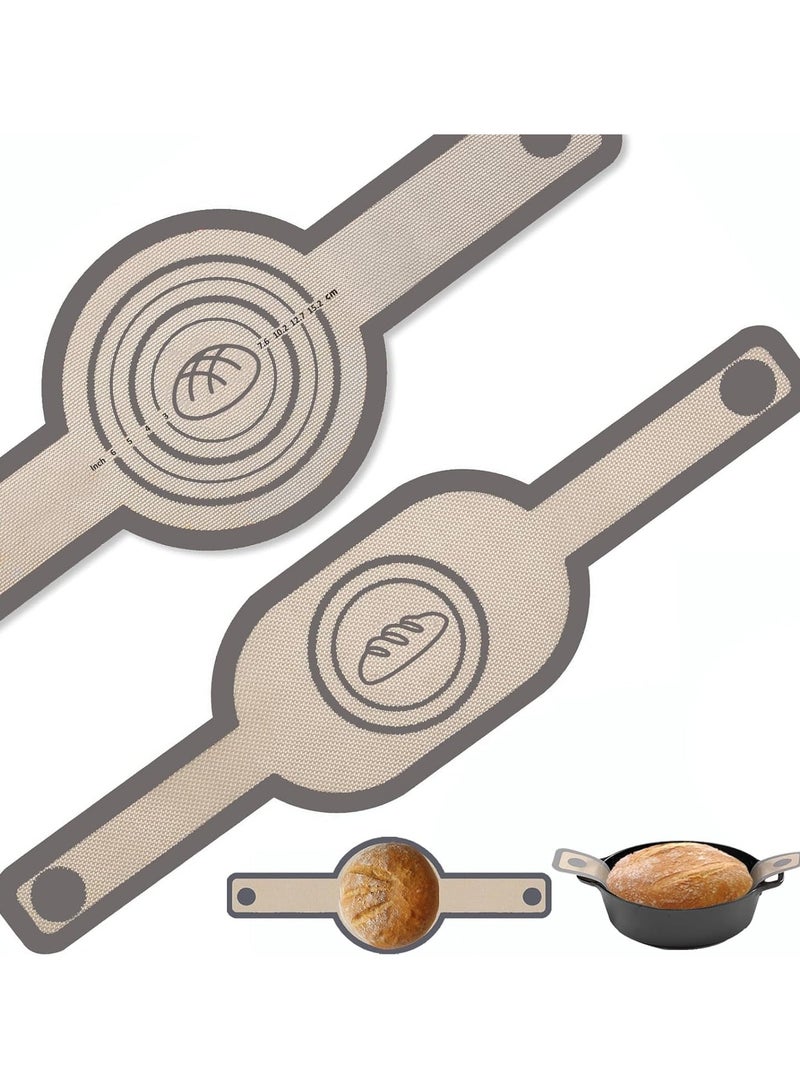 Bukela Silicone Bread Sling, Non Stick Easy Clean Reusable Silicone Bread Baking Mat with Long Handles, 2pcs for Transferable Dough - Image 1