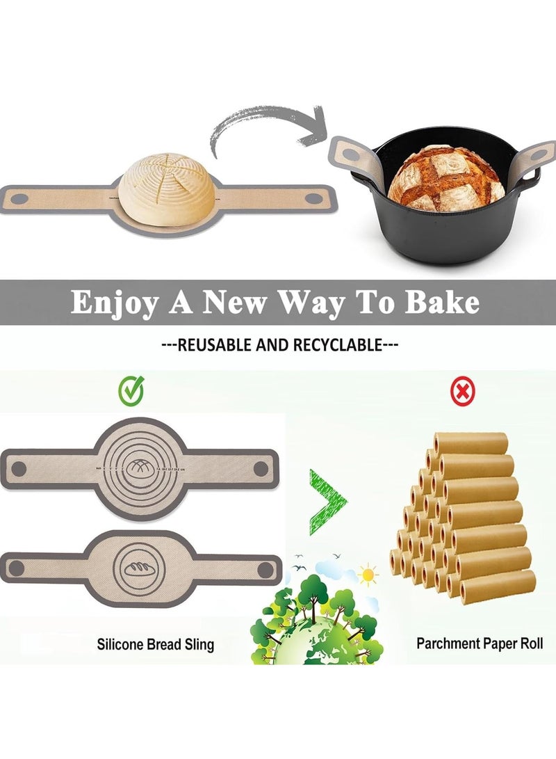 Bukela Silicone Bread Sling, Non Stick Easy Clean Reusable Silicone Bread Baking Mat with Long Handles, 2pcs for Transferable Dough - Image 5
