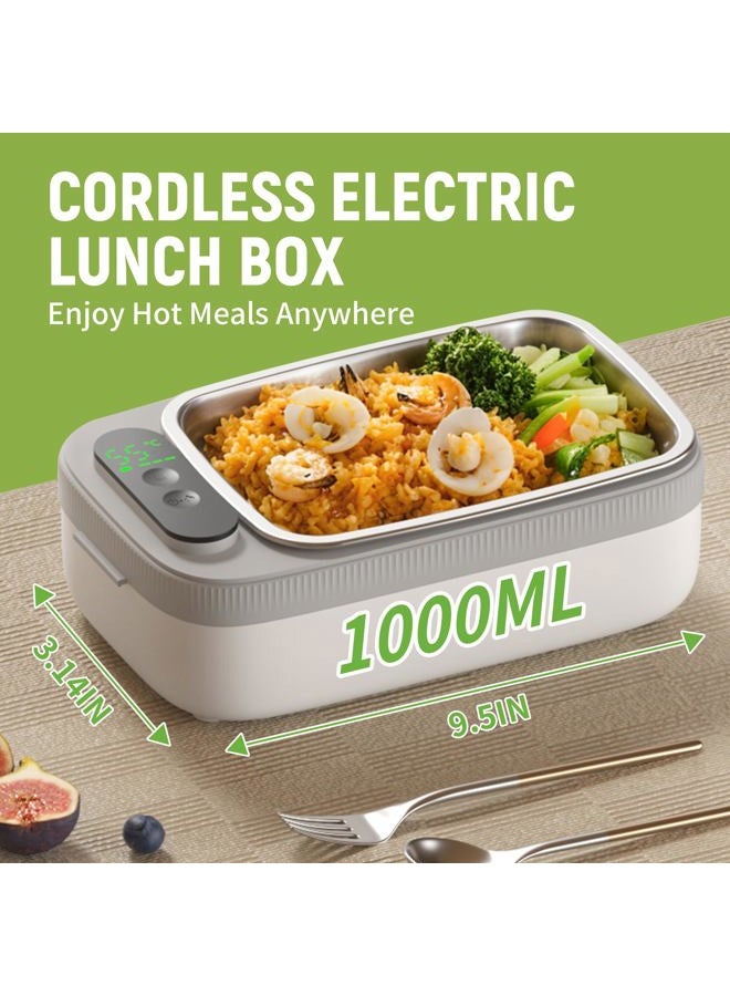 AmaCielo Cordless Electric Lunch Box, 14000mAh Rechargeable Heating Lunch Box with Large Bag for Adults, 1L Portable Self-Heating Food Warmer for Work, Office, Car, Travel, Picnic & Outdoor - Image 2