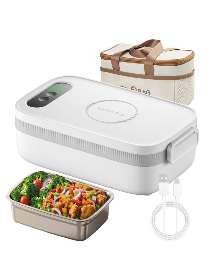 AmaCielo Cordless Electric Lunch Box, 14000mAh Rechargeable Heating Lunch Box with Large Bag for Adults, 1L Portable Self-Heating Food Warmer for Work, Office, Car, Travel, Picnic & Outdoor - Image 1
