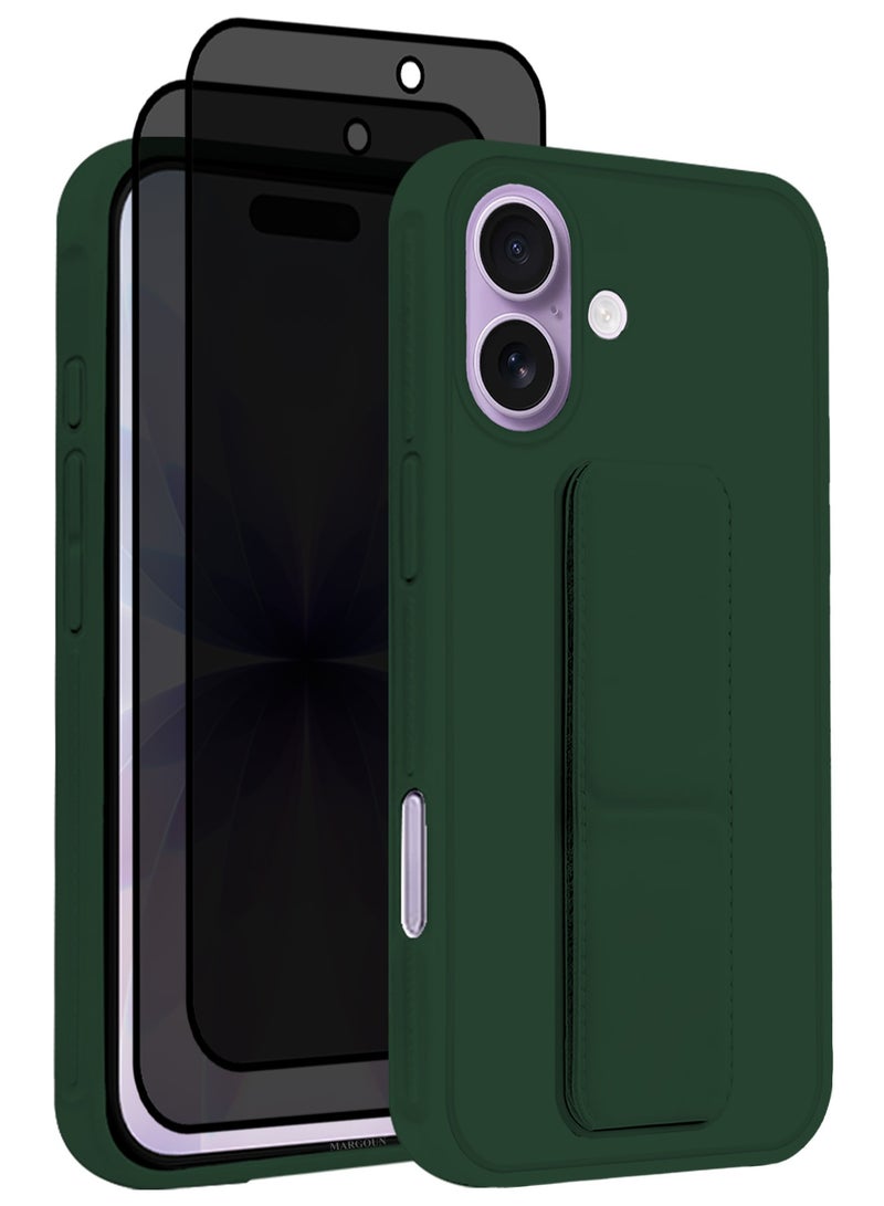 CATANES 3 Packs Premium PU Leather Case for iPhone 17 with Stand Function Shockproof and Anti Scratch Finger Grip with Two Privacy Screen Protector - Image 1