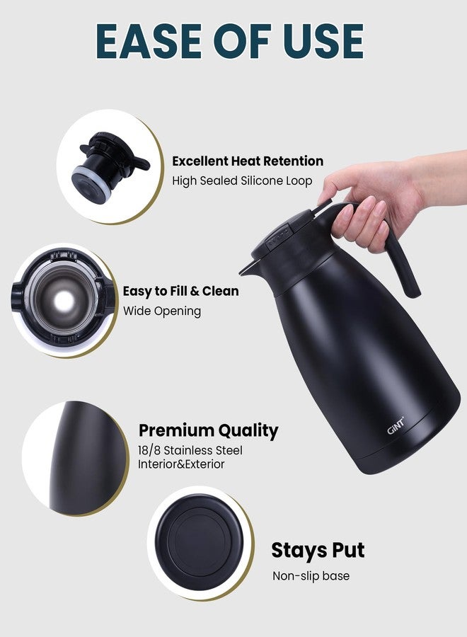 GiNT 2.2L / 74Oz Thermal Coffee Carafe, Insulated Stainless Steel Coffee Carafes for Keeping Hot/Double Walled Vacuum Thermal Carafe (Black) - Image 3