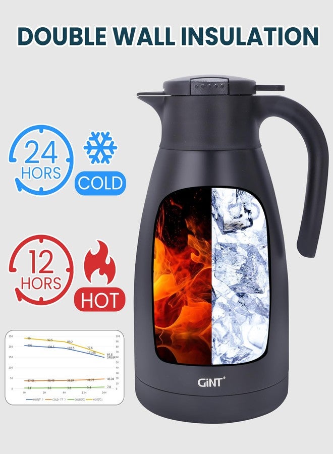 GiNT 2.2L / 74Oz Thermal Coffee Carafe, Insulated Stainless Steel Coffee Carafes for Keeping Hot/Double Walled Vacuum Thermal Carafe (Black) - Image 4
