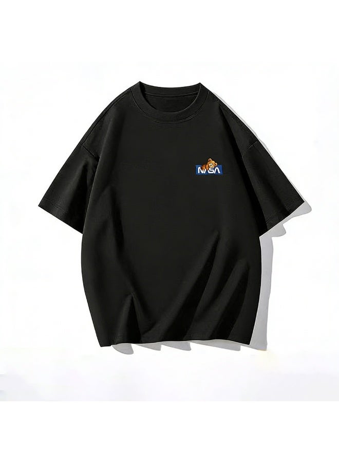 NASA Co-branded Bear Print Pure Cotton Black T-Shirt Size 2XL - Image 1