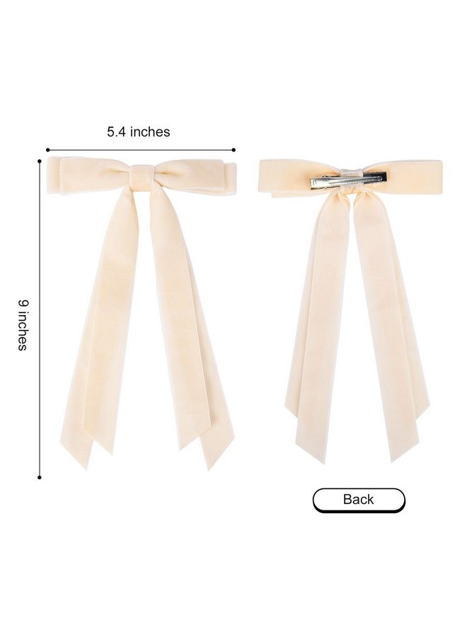 Aileam 2Pcs Velvet Hair Bows Ribbon Hair Clip Black Beige Accessories Ponytail Holder Accessories Slides Metal Clips Hair Bow For Women Girls Toddlers Teens Kids - Image 4