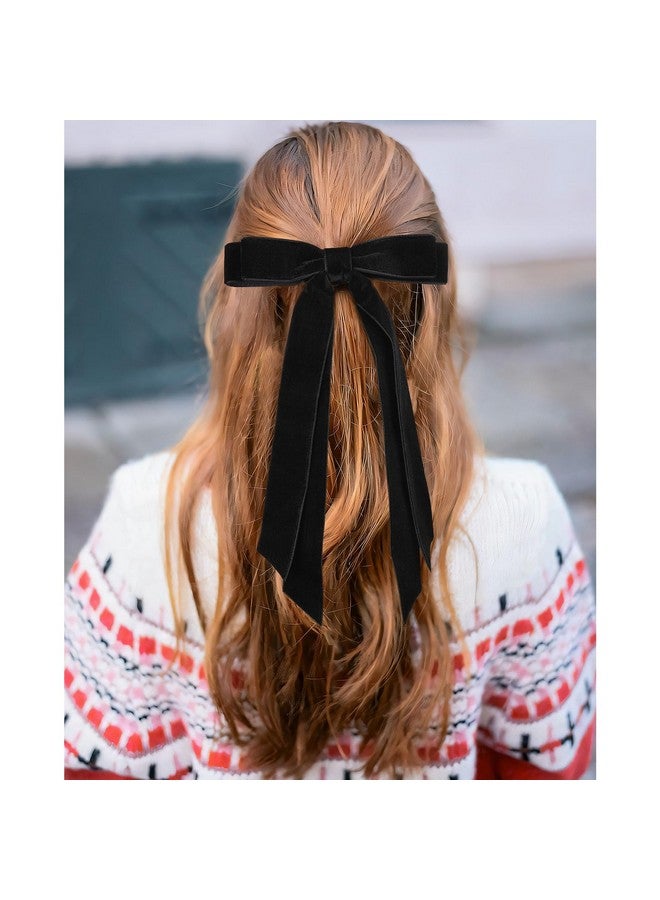 Aileam 2Pcs Velvet Hair Bows Ribbon Hair Clip Black Beige Accessories Ponytail Holder Accessories Slides Metal Clips Hair Bow For Women Girls Toddlers Teens Kids - Image 5