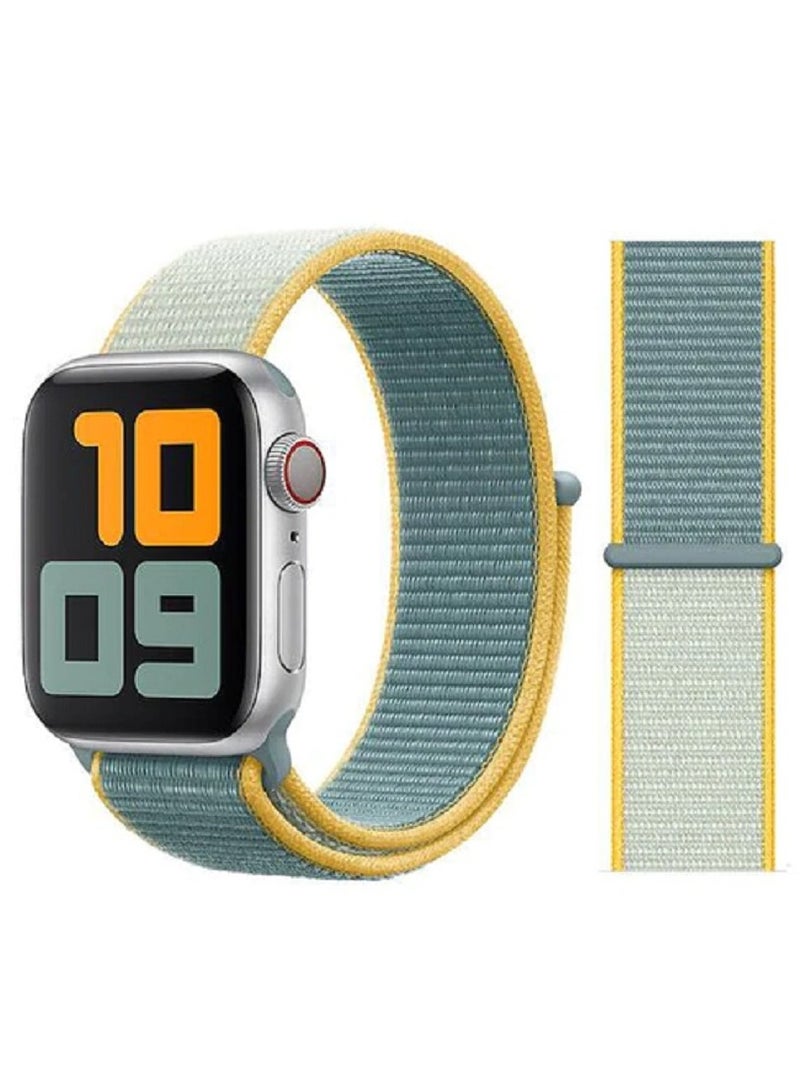 CATANES Nylon Sport Loop Band Compatible for Apple Watch 42mm (Series 10) 38mm 40mm 41mm Green/Yellow - Image 2