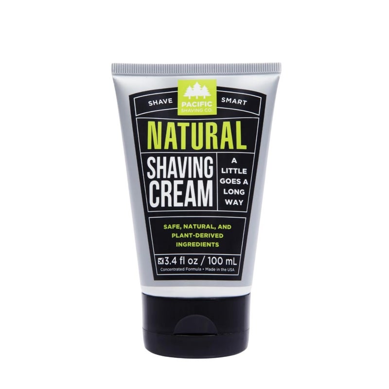 Pacific Shaving Company Natural Shaving Cream - Shea Butter + Vitamin E Shave Cream for Hydrated Sensitive Skin - Clean Formula for a Smooth, Anti-Redness + Irritation-Free Shave Cream (3.4 Oz) - Image 1