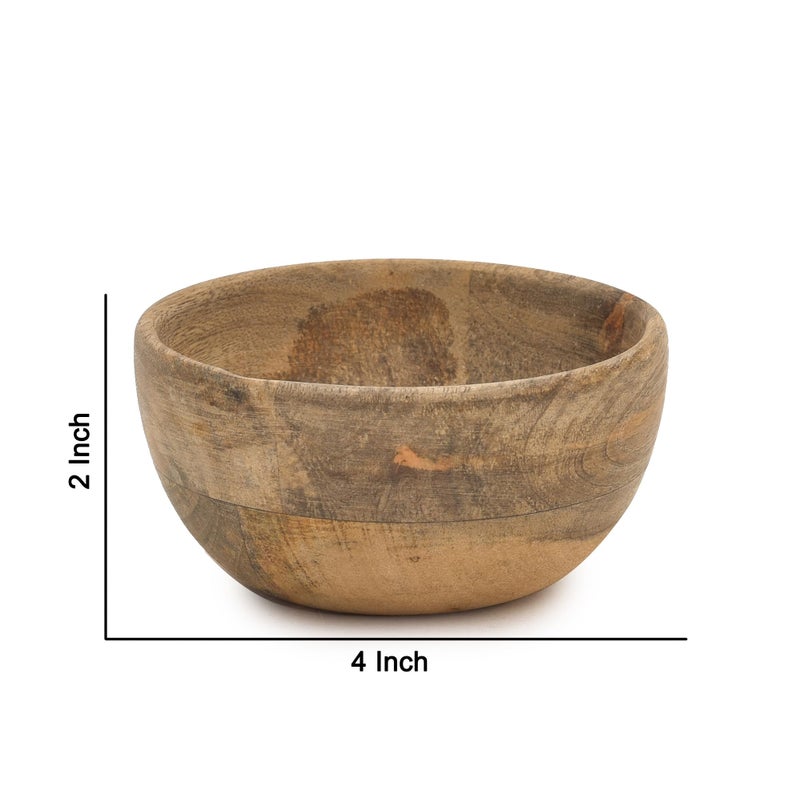 OGGN Natural Mango Wood Mixing & Serving Bowl, Handmade Wooden Salad Bowls, Antique Soup Serve Ware, Elegant Multipurpose Bowl for Salads, Soups, Snacks - Small (4 Inch) - Image 2