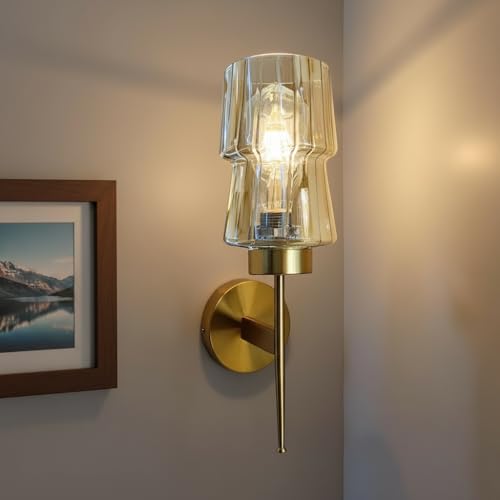 BrightLyt Wall Lights for Living Room, Home Decoration Wall Lamps for Bedroom/Bathroom, Mirror Side Wall Scone Fixtures, Classic Design (Gold Electroplated) - Image 1