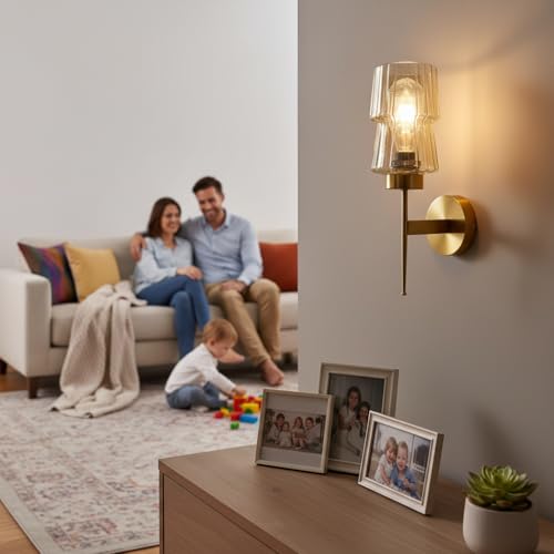 BrightLyt Wall Lights for Living Room, Home Decoration Wall Lamps for Bedroom/Bathroom, Mirror Side Wall Scone Fixtures, Classic Design (Gold Electroplated) - Image 2