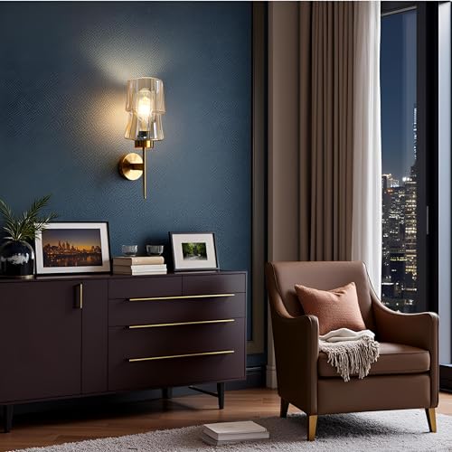 BrightLyt Wall Lights for Living Room, Home Decoration Wall Lamps for Bedroom/Bathroom, Mirror Side Wall Scone Fixtures, Classic Design (Gold Electroplated) - Image 3
