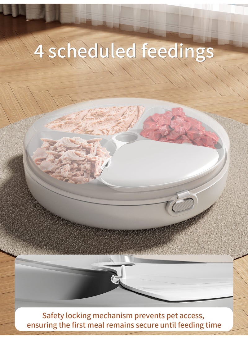 موزع طعام للقطط بـ 4 حجرات | موزع تلقائي ذكي للطعام الرطب، جدول تغذية يومي قابل للبرمجة، يتضمن 4 أكياس ثلج، مؤشر بطارية منخفض، تصميم آمن للقدمين - Image 5