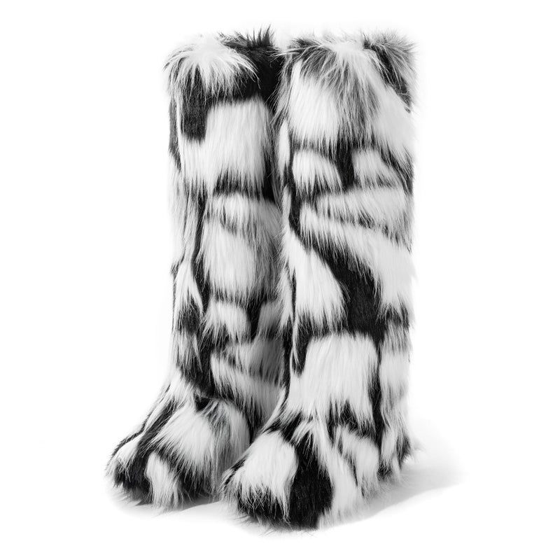 CEPEPRIN Women's Faux Fur Boots Knee-High Furry Snow Boots Fluffy Warm Winter Boots - Image 5