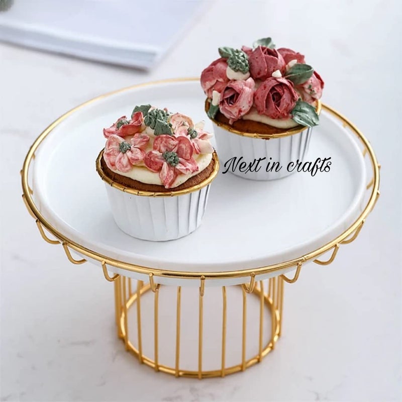 MAXXINN Metal Cupcake Stand White and Gold Multipurpose Serving Stand Perfect for Weeding, Parties and Special Occasion (Medium) - Image 1