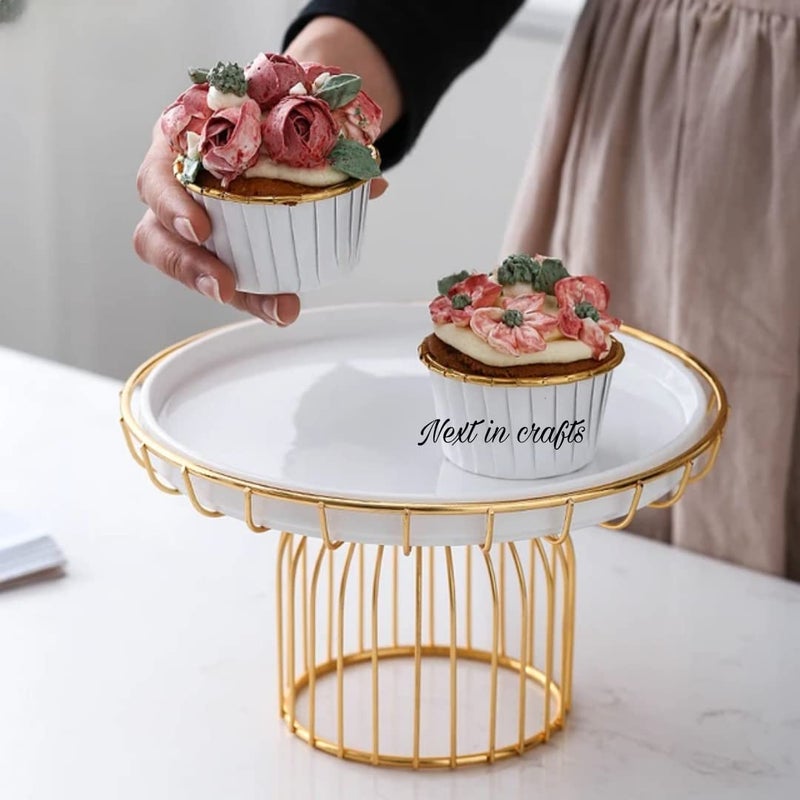 MAXXINN Metal Cupcake Stand White and Gold Multipurpose Serving Stand Perfect for Weeding, Parties and Special Occasion (Medium) - Image 2