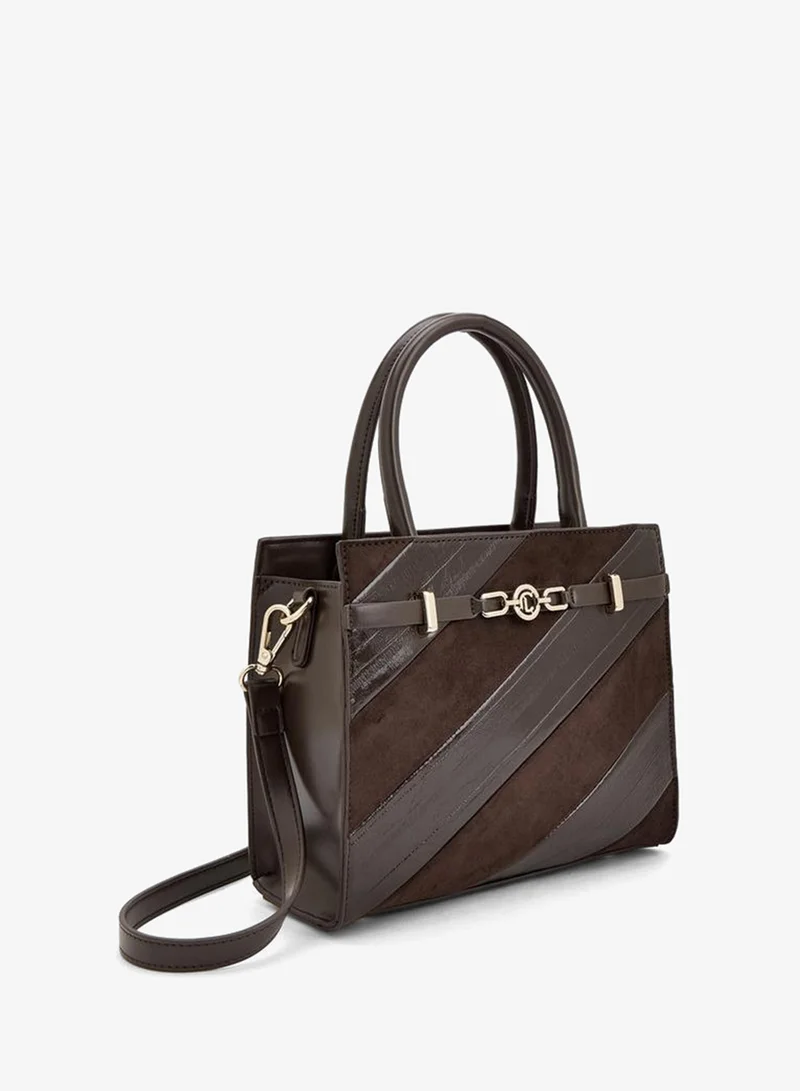 Le Confort BROWN Striped Tote Bag With Detachable Strap for Women | Best Price UAE
