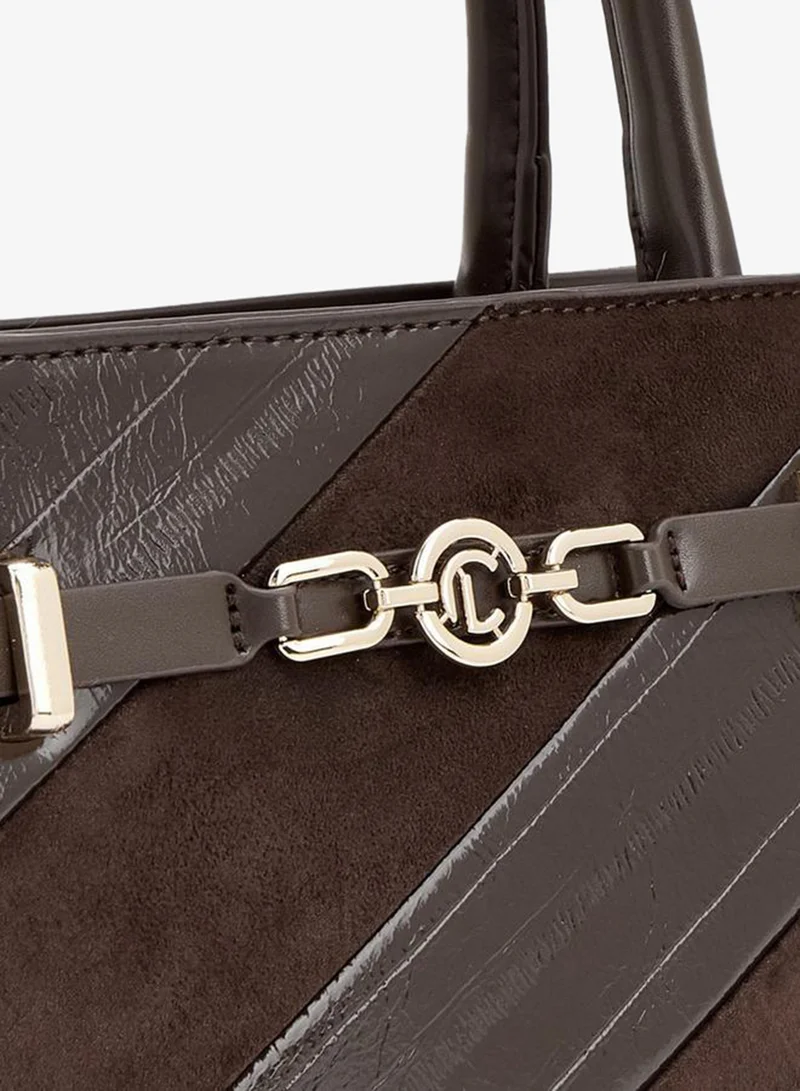 Le Confort BROWN Striped Tote Bag With Detachable Strap for Women | Best Price UAE