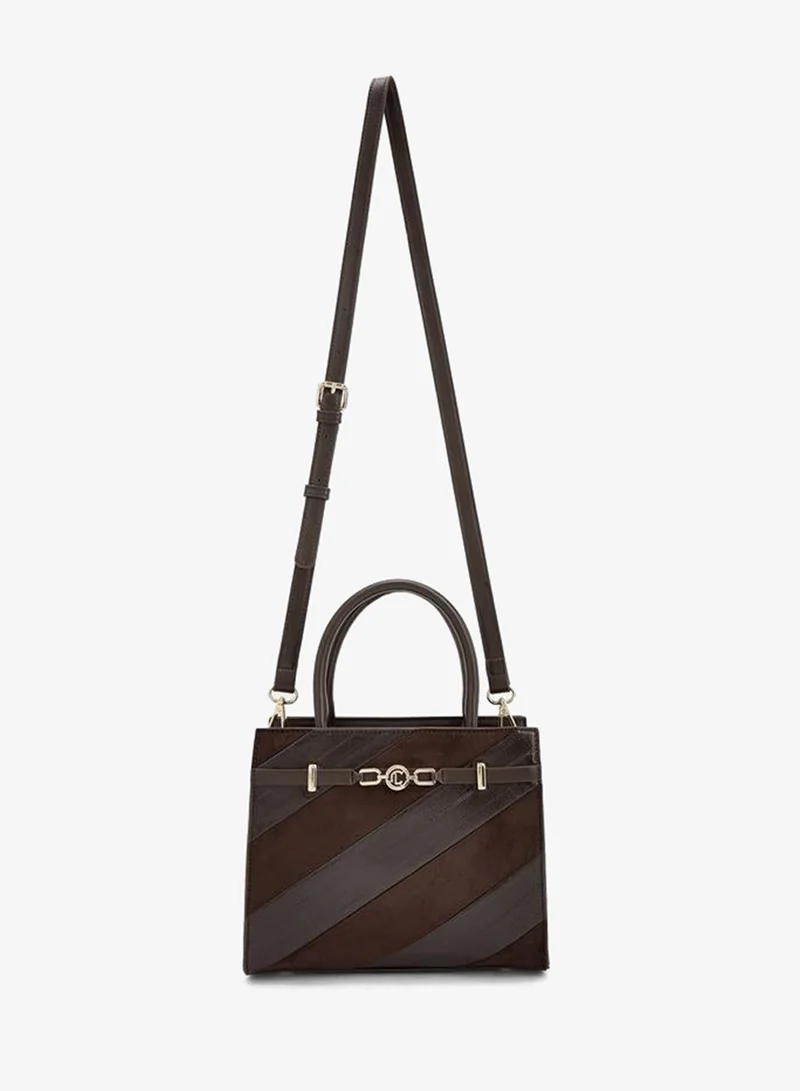 Le Confort BROWN Striped Tote Bag With Detachable Strap for Women | Best Price UAE