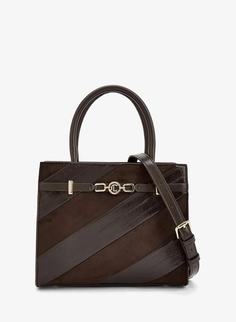 Striped Tote Bag With Detachable Strap