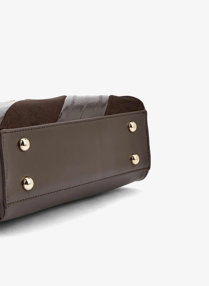 Le Confort BROWN Striped Tote Bag With Detachable Strap for Women | Best Price UAE