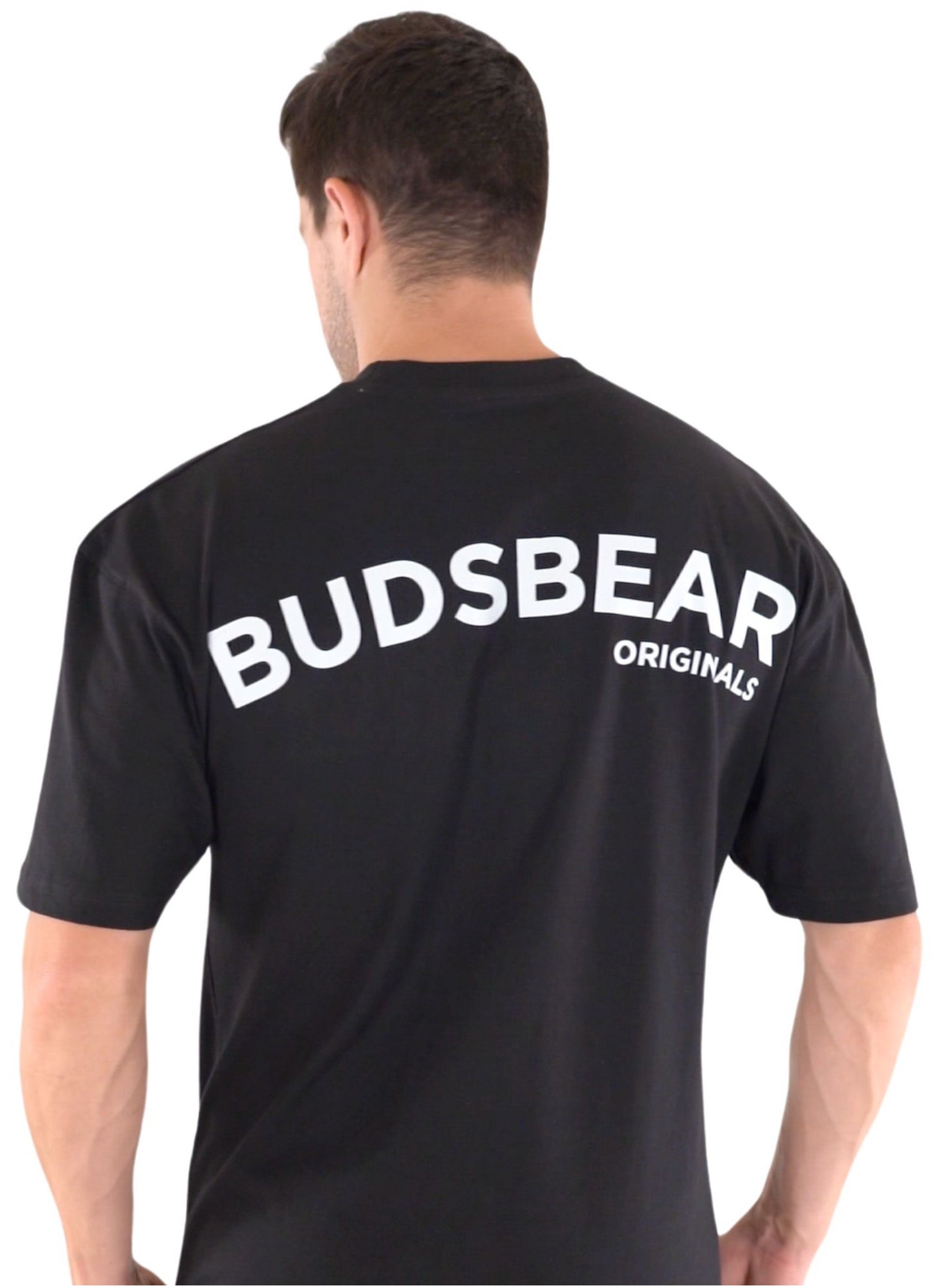 Budsbear Oversized-Fit Cotton T-Shirt with Graphic Printed Budsbear Originals Artwork 