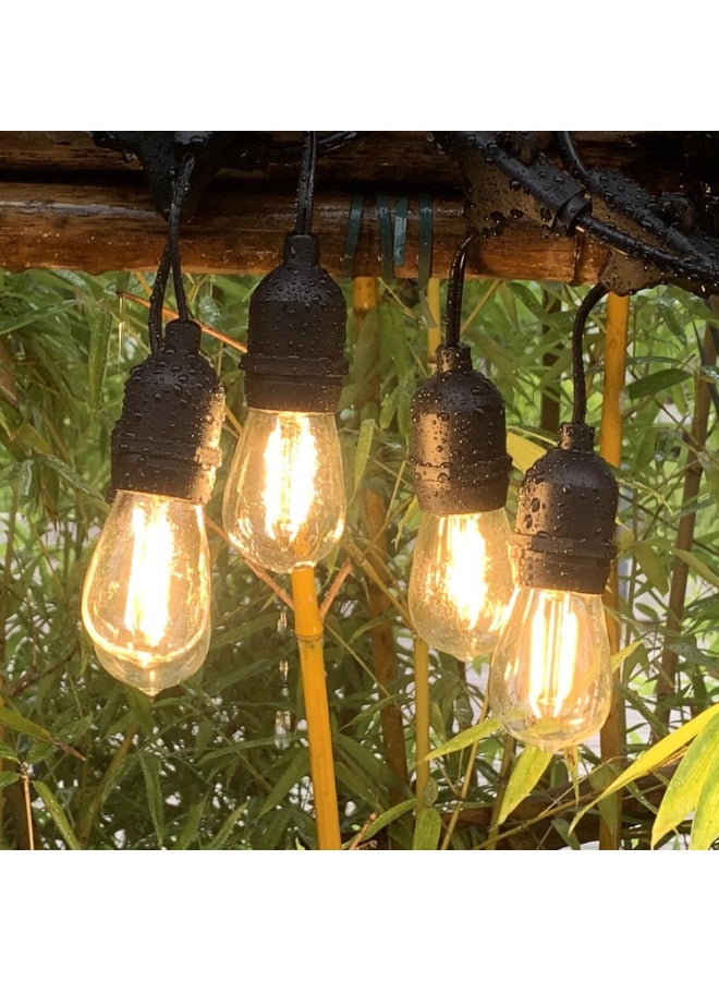 JOGAMS Outdoor String Lights 36FT with 12Pcs E27 Sockets 12Pcs S14 LED Edison Bulbs Warm White 2700K Shatterproof Commercial Grade Waterproof LED String Lights for Bistro Gazebos Porch - Image 4