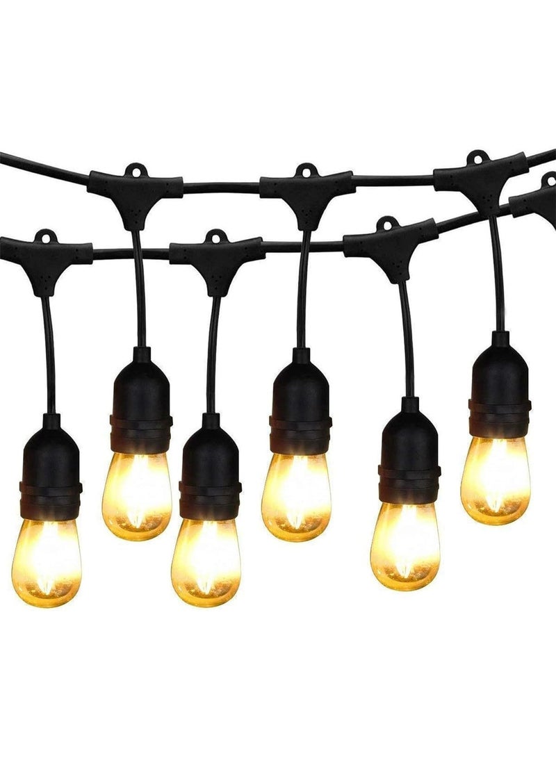 JOGAMS Outdoor String Lights 36FT with 12Pcs E27 Sockets 12Pcs S14 LED Edison Bulbs Warm White 2700K Shatterproof Commercial Grade Waterproof LED String Lights for Bistro Gazebos Porch - Image 1