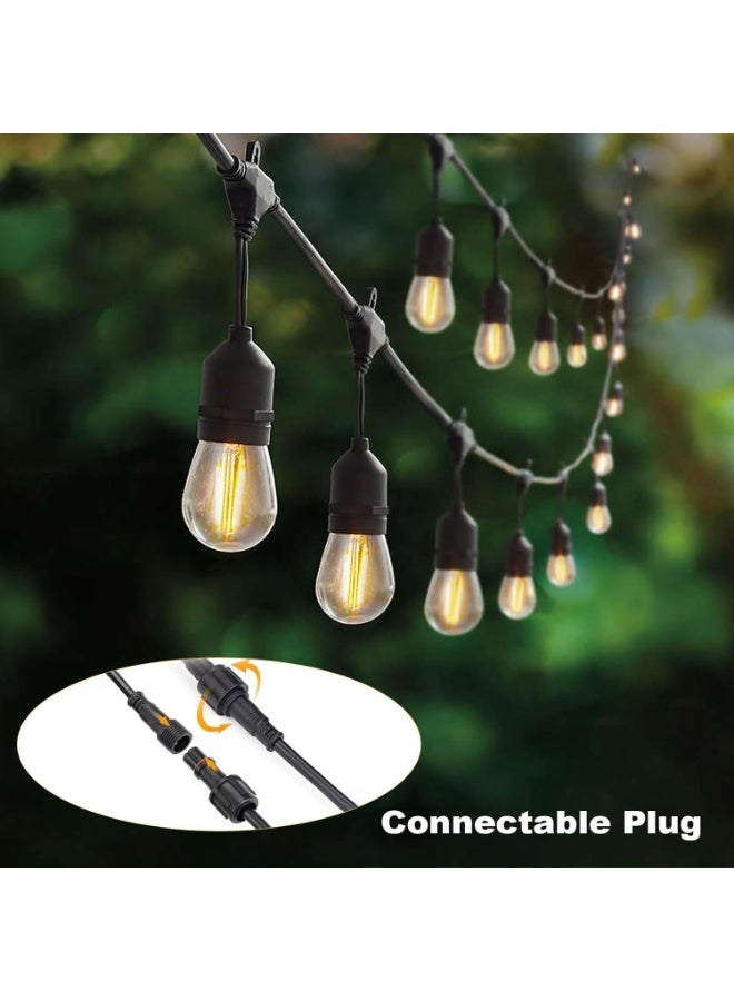 JOGAMS Outdoor String Lights 36FT with 12Pcs E27 Sockets 12Pcs S14 LED Edison Bulbs Warm White 2700K Shatterproof Commercial Grade Waterproof LED String Lights for Bistro Gazebos Porch - Image 3