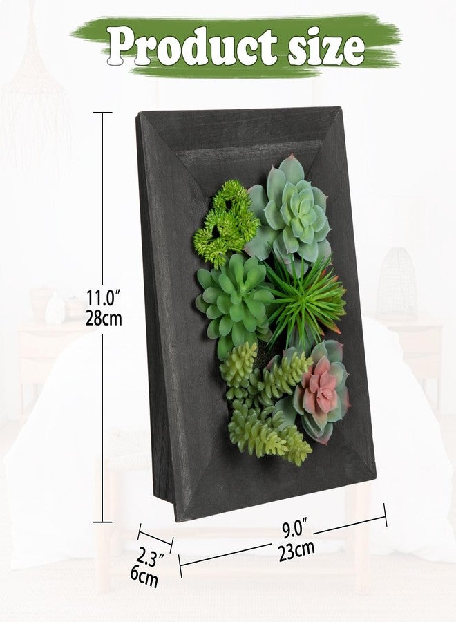 Arborus Fake Plants Succulents 3D Artificial Wall Hanging Plants Indoor Faux Succulent Arrangement in Wooden Planter for Home Farmhouse Kitchen Console Table Wall Decoration - Image 2