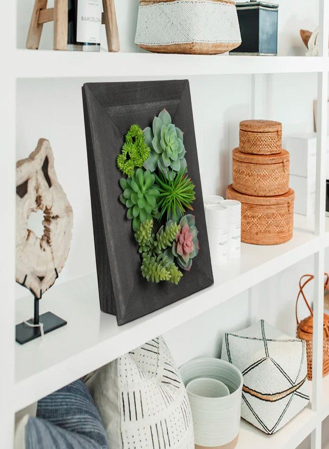 Arborus Fake Plants Succulents 3D Artificial Wall Hanging Plants Indoor Faux Succulent Arrangement in Wooden Planter for Home Farmhouse Kitchen Console Table Wall Decoration - Image 4