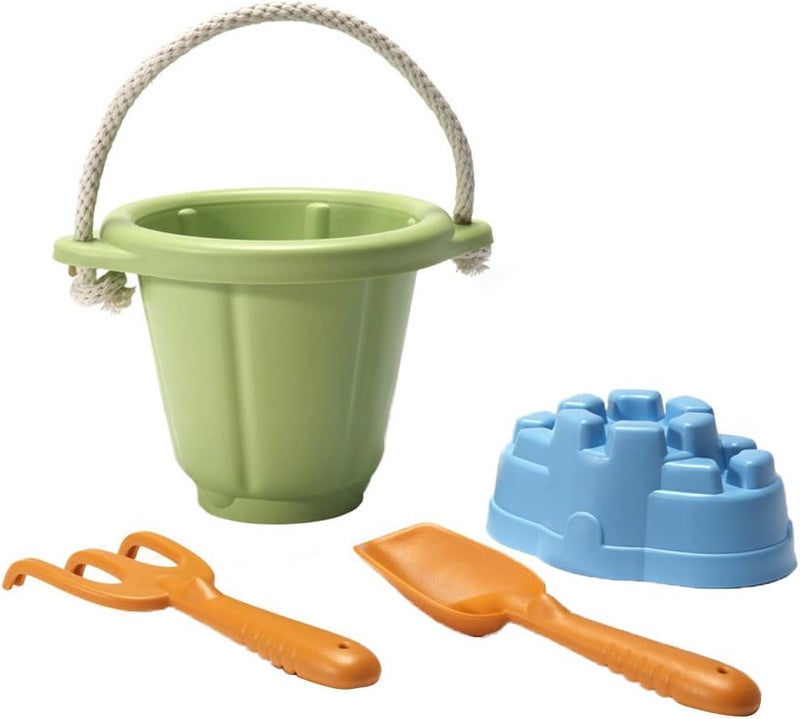 Green Toys Sand Play Set with Bucket, Shovel, Rake, and Sand Mold - Eco-Friendly Beach Toy for Kids - Image 1