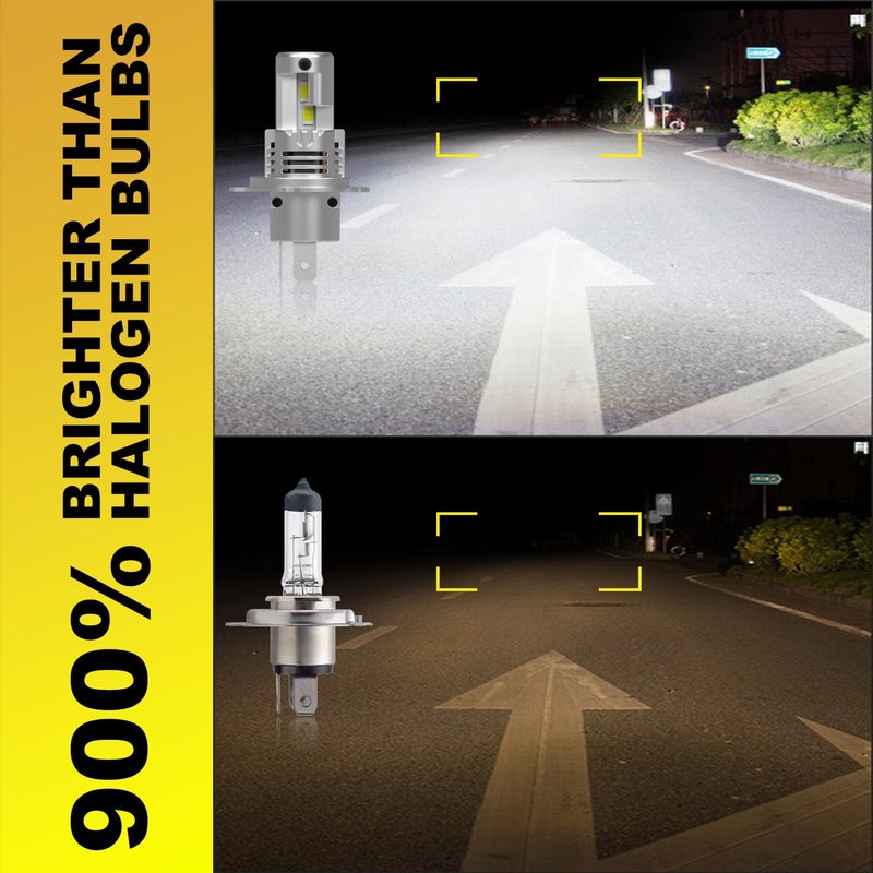KIMLATAR Latest H4 Light Bulbs Super Bright Upgraded 900% 60000LM Brightness,1:1 Halogen Mini Size,10-Year Lifespan,Plug and Play,H4/9003 Fog Bulbs,Pack of 2 - Image 3