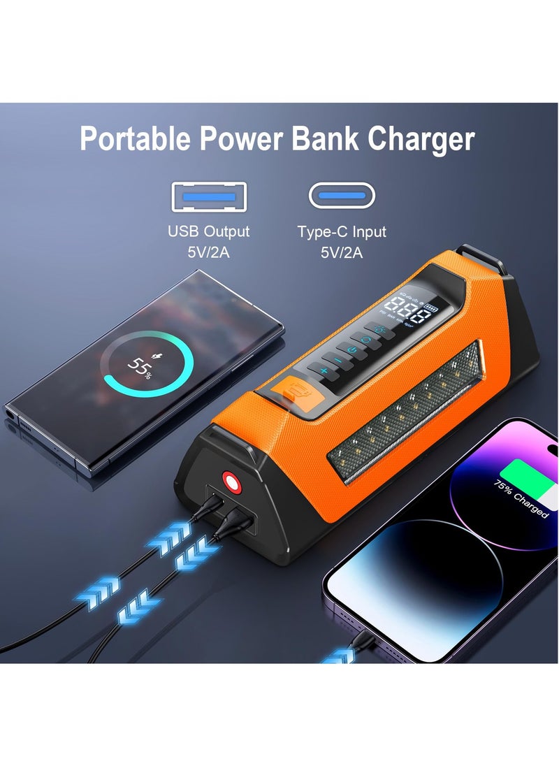 XiuWoo Car Jump Starter with Air Compressor 6000A, 400 Lumen LED Light and 180PSI Portable Battery Jump Box All Gas or 12L Diesel,12V Auto Tire Inflator Jumper Starter Combo with LCD Display Orange  - Image 3