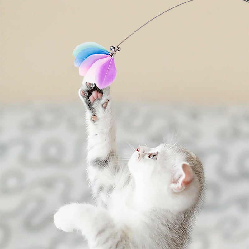 JXFUKAL Cat Feather Toy Refills, 6Pcs Simulation Bird Mouse Bee Worm Feather Cat Lures Wand Attachment Replacement for Kitty Kitten Indoor Cats Accessories - Image 2