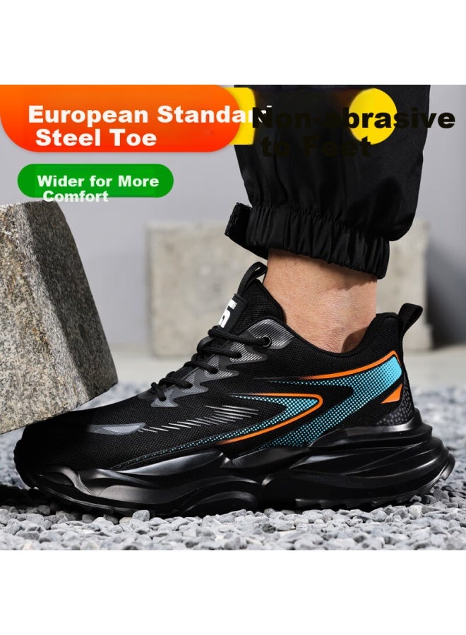 JUNBU Men'S Lightweight Breathable Steel Toe Cap Anti-Smashing Anti-Piercing Soft Sole Safety Work Site Functional Shoes F118 42 - Image 5