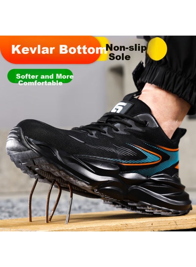 JUNBU Men'S Lightweight Breathable Steel Toe Cap Anti-Smashing Anti-Piercing Soft Sole Safety Work Site Functional Shoes F118 42 - Image 4