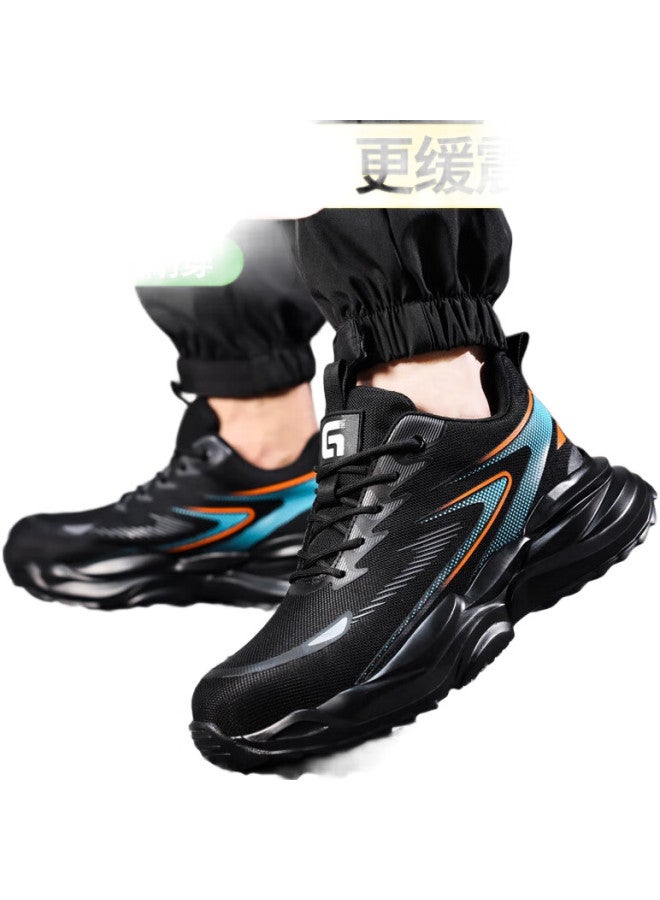 JUNBU Men'S Lightweight Breathable Steel Toe Cap Anti-Smashing Anti-Piercing Soft Sole Safety Work Site Functional Shoes F118 42 - Image 1