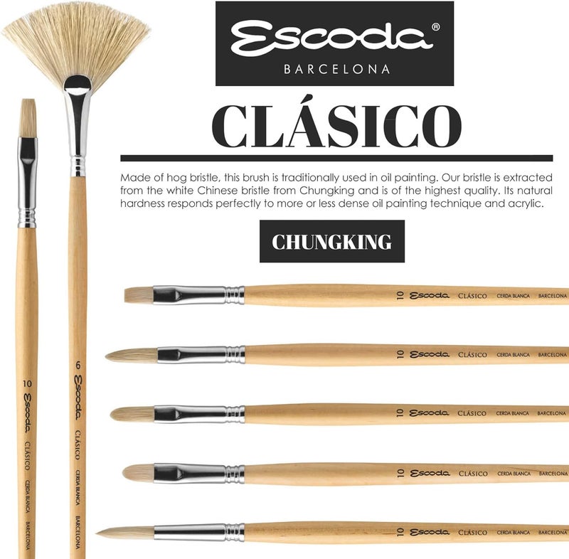 Escoda Clasico Series 5131 Long Handle Artist Oil  Acrylic Brush Size 30 Round - Image 4
