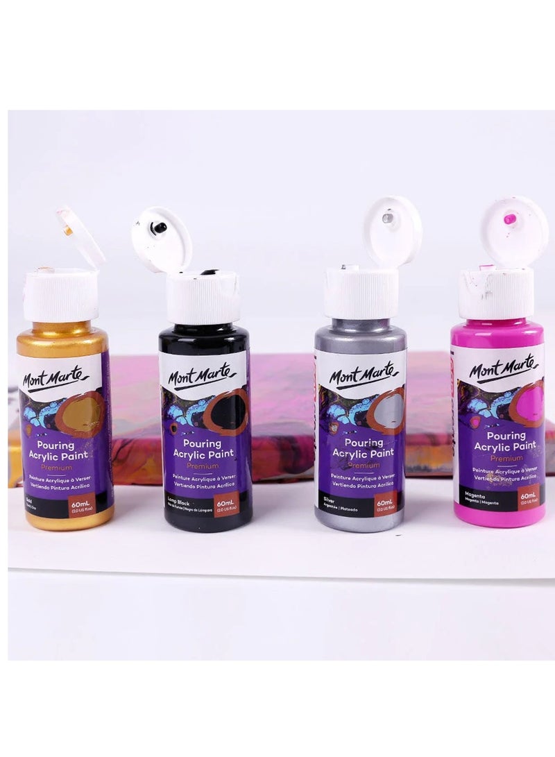Mont Marte 4-Piece Premium Pre-mixed Pouring Acrylic Paint Cosmic Colour Set 60ml Content Per Bottle - Image 2