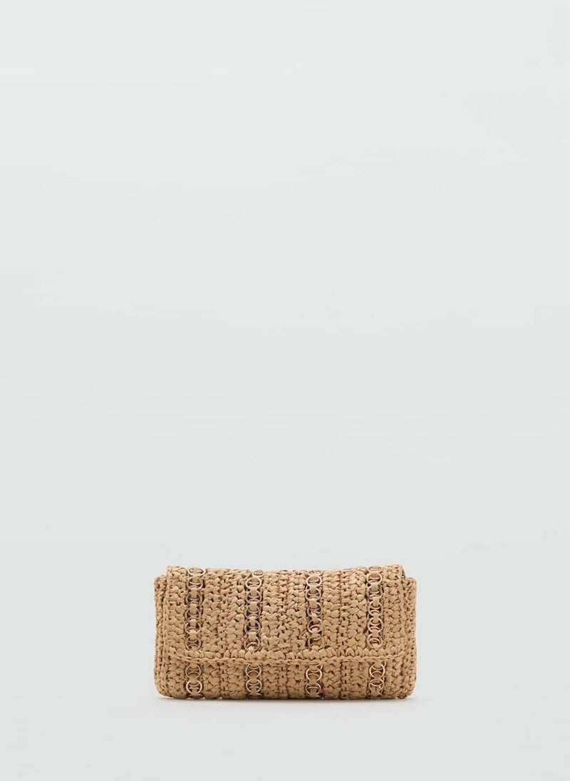 MANGO Natural Fibre Handbag With Metal Rings  - Image 1