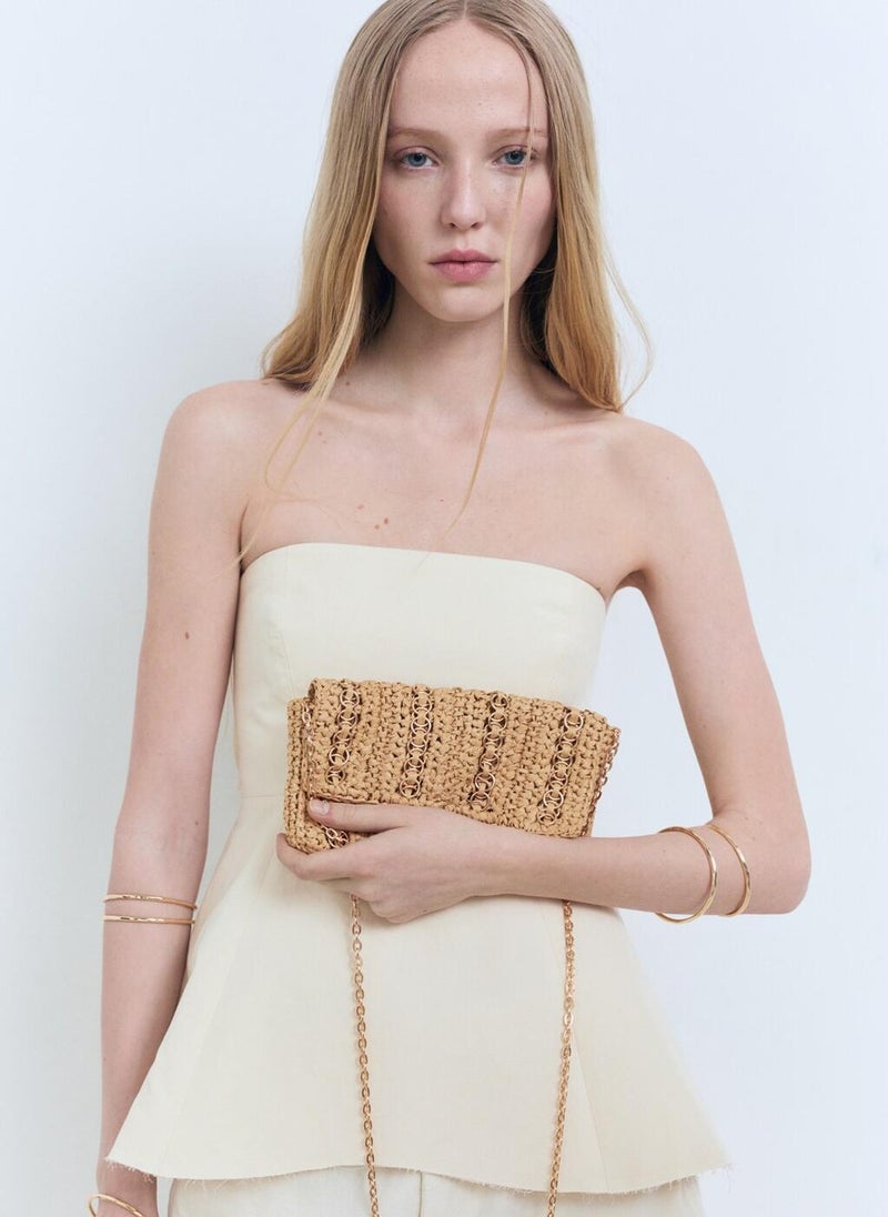 MANGO Natural Fibre Handbag With Metal Rings  - Image 5