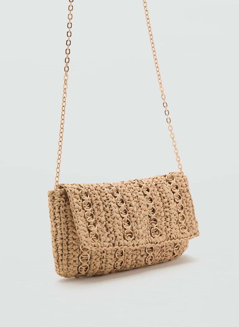 MANGO Natural Fibre Handbag With Metal Rings  - Image 2